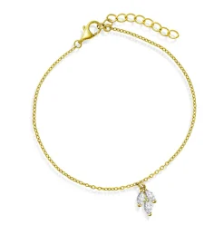 Pan Jewelry – Armbånd i forgyldt sølv med zirkonia, blad