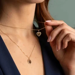 Pan Jewelry – Halssmykke i 14k gult gull med zirkonia – Hjerte