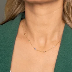 Pan Jewelry – Halssmykke i forgyldt sølv med fargede zirkonia