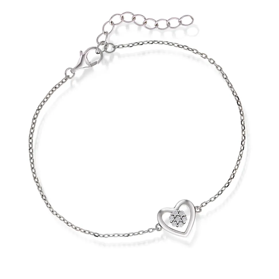 PAN Jewelry – Hjerte armbånd i sølv med zirkonia