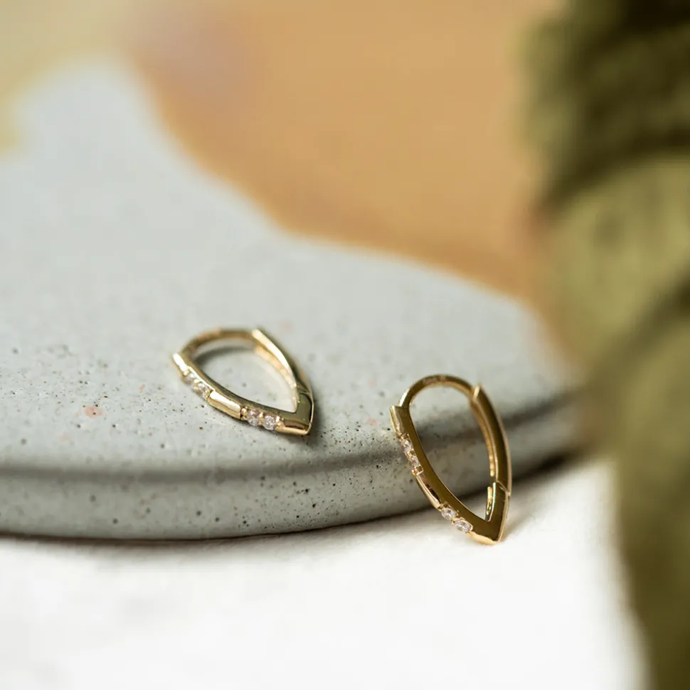 Pan Jewelry – Ørepynt i gult gull med zirkonia