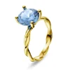Pan Jewelry – Ring i gult gull med syntetisk aqua, blå