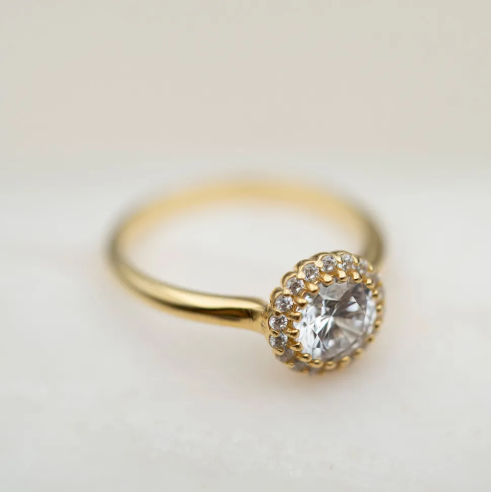 PAN Jewelry Classic – Forgylt sølvring med zirkonia