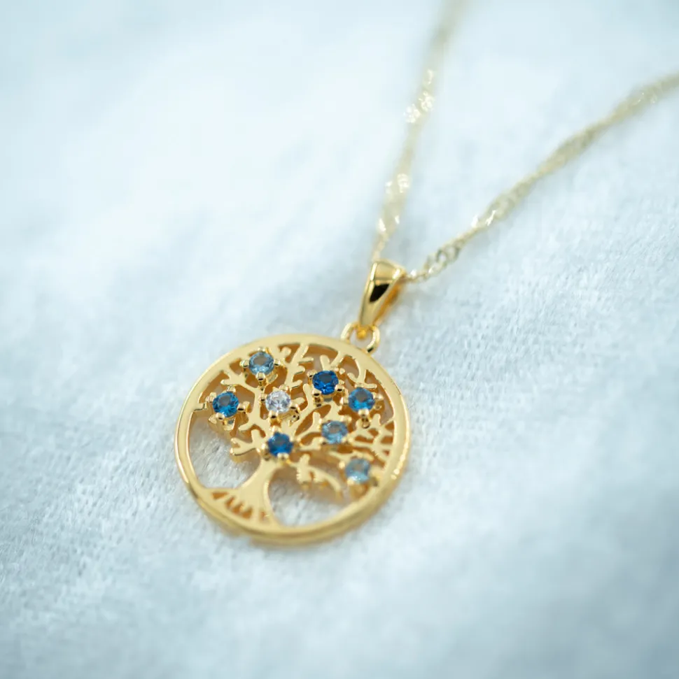 PAN Jewelry Classic – Tree of life halssmykke i forgylt sølv med zirkonia