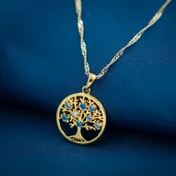 PAN Jewelry Classic – Tree of life halssmykke i forgylt sølv med zirkonia
