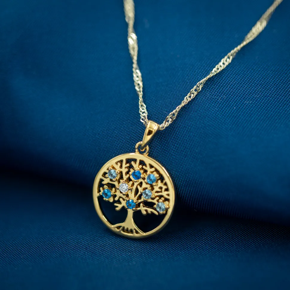 PAN Jewelry Classic – Tree of life halssmykke i forgylt sølv med zirkonia