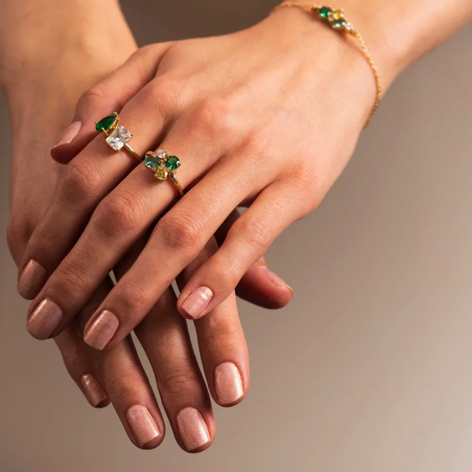 Pan Jewelry Glam – Ring i forgylt sølv med grønne toner