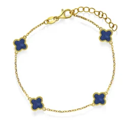 Pan Jewelry Trend – Armbånd i forgyldt sølv i hvablå kløver