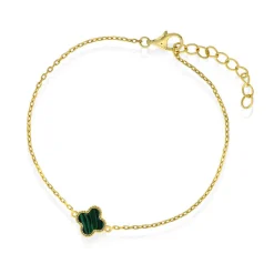Pan Jewelry Trend – Armbånd i forgyldt sølv med grønn kløver