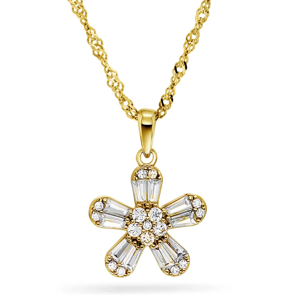 PAN Jewelry Trend – Dina halssmykke i foryglt sølv med zirkonia, blomst