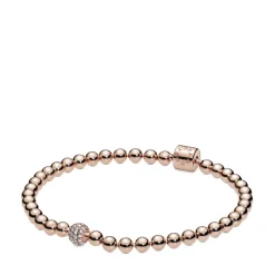 Pandora – Beads & Pavé roseforgylt armbånd