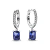 Pandora – Blue rectangular sparkling hoop earrings
