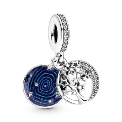 Pandora – Dobbel Hengende Tre og Galakse Måne Charm