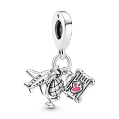 Pandora – Fly, jordklode og koffert Hengende Charm