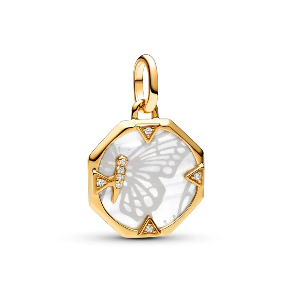 Pandora – Perlemorskimrende Sommerfugl Medaljong Charm