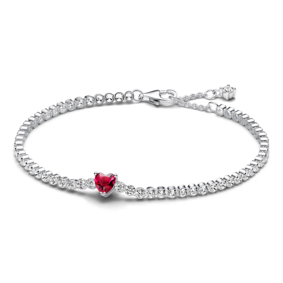 Pandora – Rødt Funklende Hjerte Tennisarmbånd