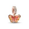 Pandora – Rosa og Gul Muranoglass Sommerfugl Hengende Charm