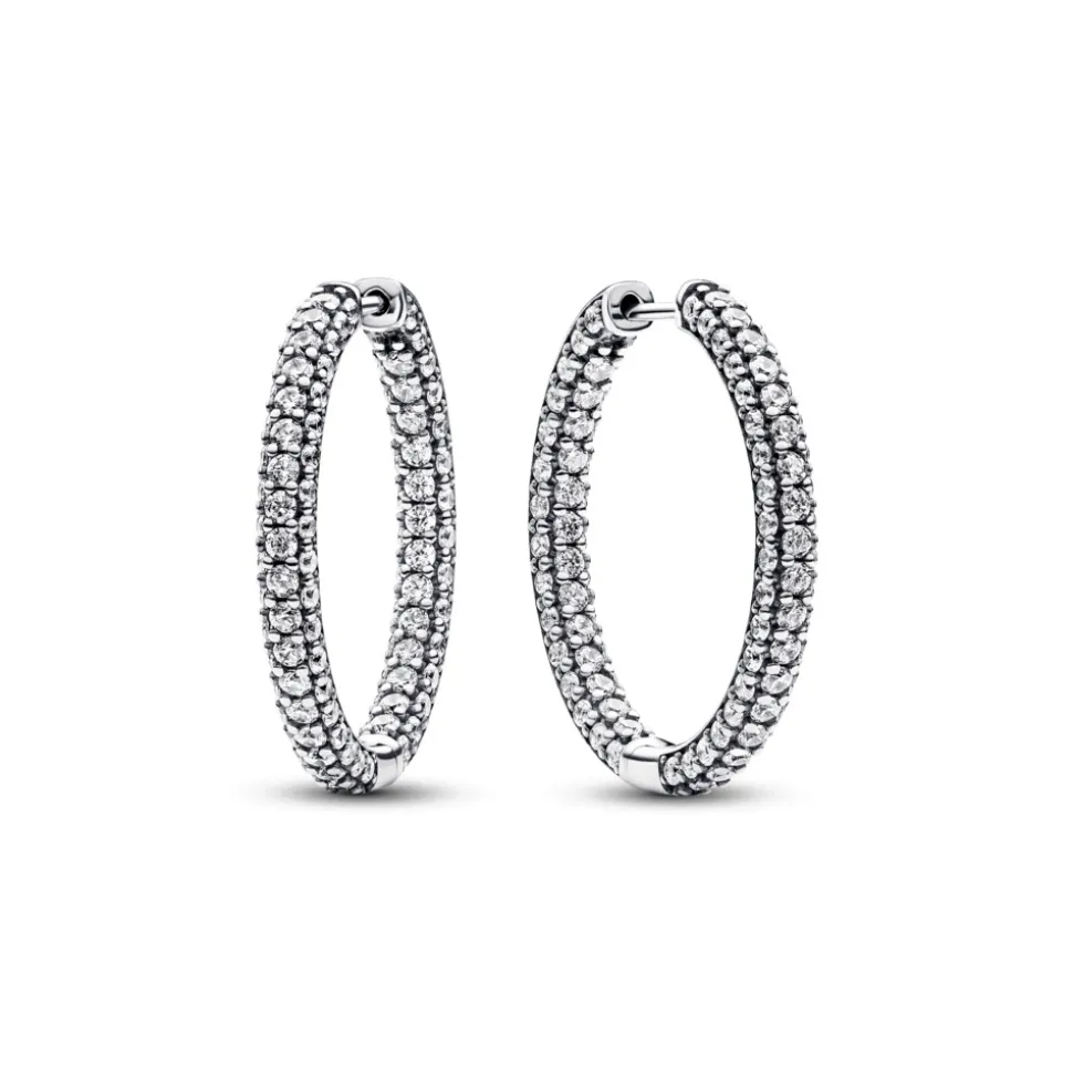 Pandora – Timeless pavé enkel rad øreringer i sølv