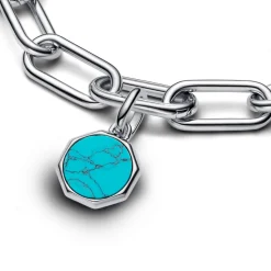 Pandora – Turkisfarget Inngraverbar Mini Medaljongcharm
