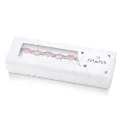 Pia&Per – SØLV – ARMBÅND,HJERTE ROSA EMALJE