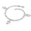 Pia&Per – SØLV – CHARMS ARMBÅND MED PRINSESSEKRONER HVIT EMALJE
