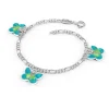 Pia&Per – SØLV – CHARMS ARMBÅND MED SOMMERFUGL TURKIS/LIME EMALJE