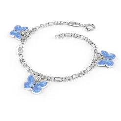 Pia&Per – SØLV – CHARMS-ARMBÅND S0MMERFUGL LYS BLÅ EMALJE