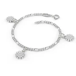 Pia&Per – SØLV – CHARMS-ARMBÅND FIGARO MØNSTER PÅ LENKE. HVIT EMALJE