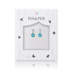 Pia&Per – SØLV – ØREHENG, BLOMST TURKIS EMALJE (mini)
