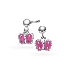 Prins & Prinsesse by Gulldia – Ørepynt i sølv, rosa sommerfugl