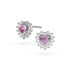 Prins & Prinsesse by Gulldia – Rosa hjerte ørepynt i sølv