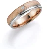 Rose/hvitt gull ring – 5mm bredde 1×0,05 ct H/SI