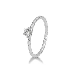 Saint Maurice – Tvunnet Ring I Hvitt Gull Med Diamant 0,25 ct