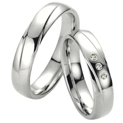 Saint Maurice – Twin Set giftering i hvitt gull – 5 mm – Damemodell med diamanter