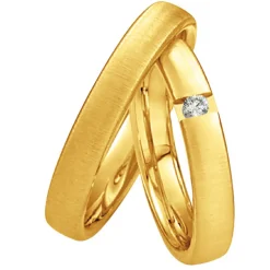 Saint Maurice – Twin Set giftering i gult gull – 4 mm – Damemodell med diamanter