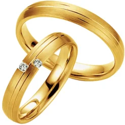 Saint Maurice – Twin Set giftering i gult gull – 4 mm – Damemodell med diamanter