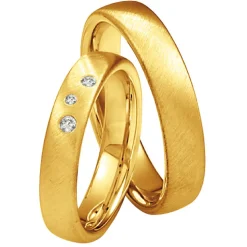 Saint Maurice – Twin Set giftering i gult gull – 4,5 mm – Damemodell med diamanter