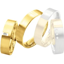 Saint Maurice – Twin Set giftering i gult gull – 5,5 mm – Damemodell med diamanter