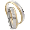 Saint Maurice – Twin Set giftering i gult og hvitt gull – 4,5 mm – Damemodell med diamanter