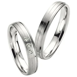 Saint Maurice – Twin Set giftering i hvitt gull – 4 mm – Herremodell