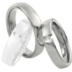 Saint Maurice – Twin Set giftering i hvitt gull – 4,5 mm – Damemodell med diamanter