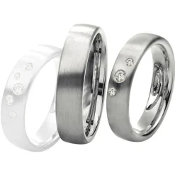 Saint Maurice – Twin Set giftering i hvitt gull – 5 mm – Damemodell med diamanter
