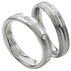 Saint Maurice – Twin Set giftering i hvitt gull – 4,5 mm – Herremodell