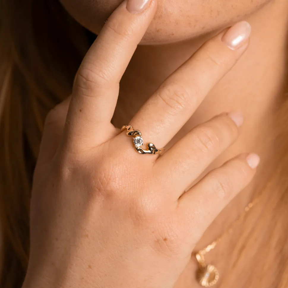 Shapes by Gulldia – Sparkle ring i forgyldt sølv med zirkonia