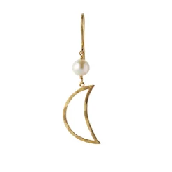 Stine A Jewelry – Bella Moon Earring With Pearl – Ørepynt
