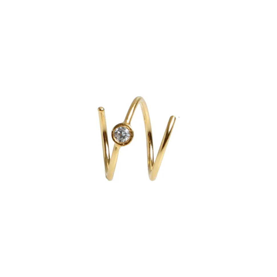 Stine A Jewelry – Big dot curl earring i forgylt sølv – Venstre
