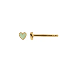 Stine A Jewelry – Petit Love Heart ørepynt i forgylt sølv med mintgrønn emalje