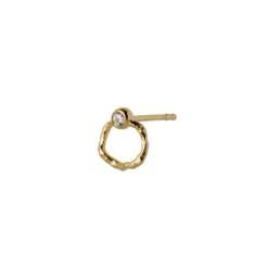 Stine A Jewelry – Petit Wavy Circle Earring With Stone Gold