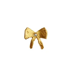 Stine A Jewelry – Petite Bow ørepynt i forgylt sølv med zirkonia