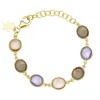 Susanne Friis Bjørner – Armbånd 16-20 cm, forgyldt sølv, 10×12 mm cabochon lys ametyst, morganitt og røykkvarts